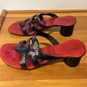 Cole Haan black leather strap sandals with heel